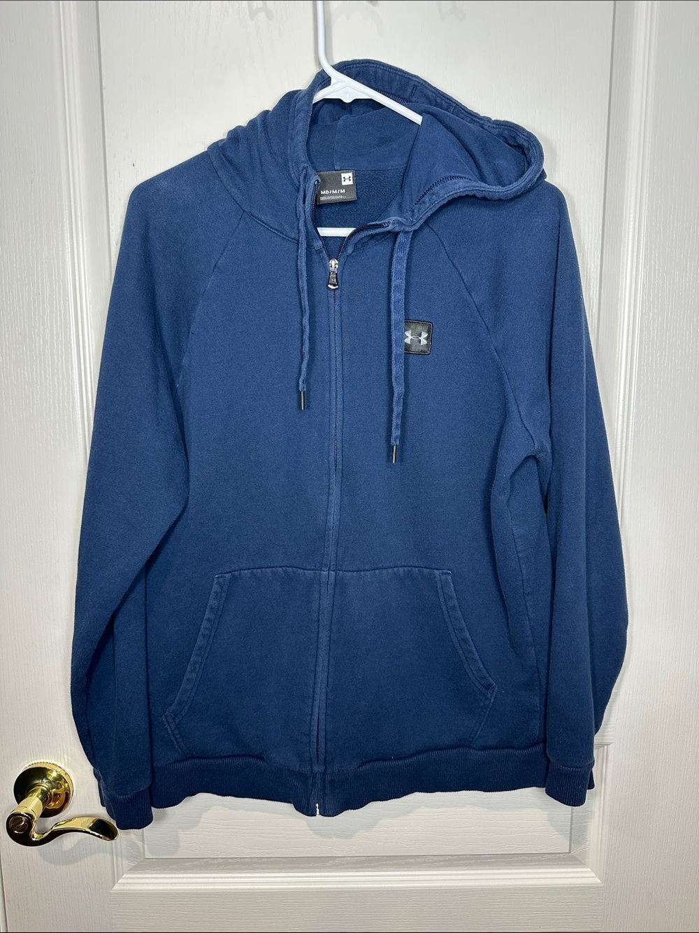 Under Armour Rival Fleece Full-Zip Hoodie - Navy Blue - Mens Medium